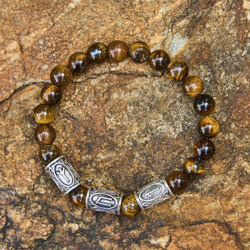 Viking Rune Variegated Crystal Beaded Bracelet