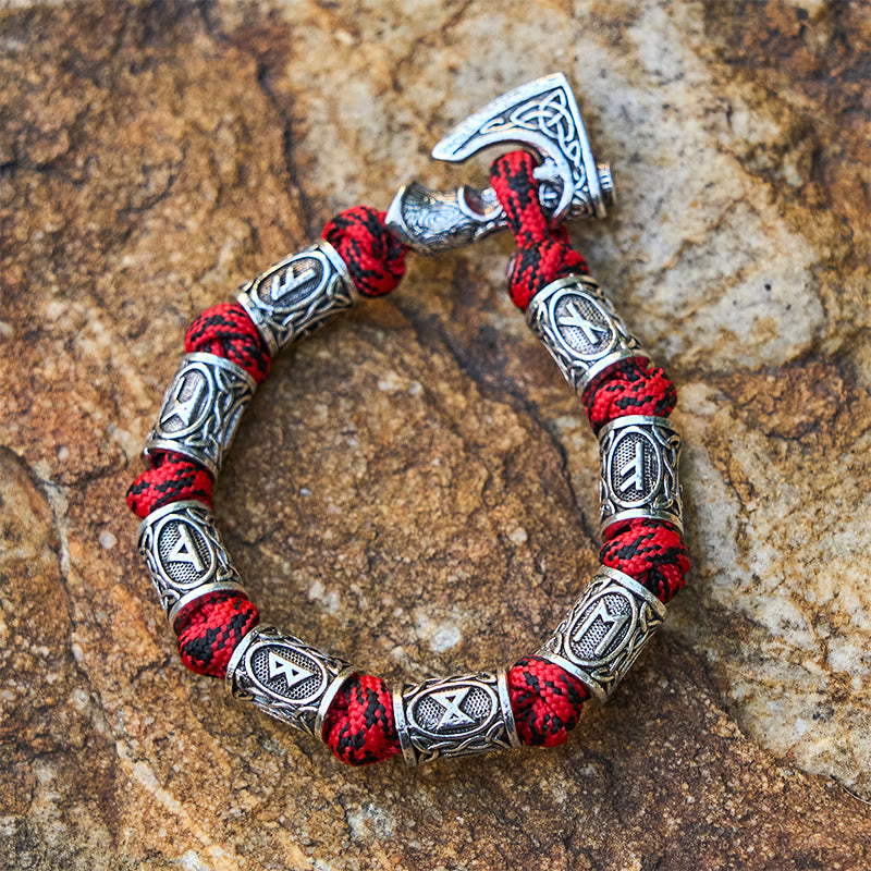 Viking Axe Rune Intertwine Braided Bracelet