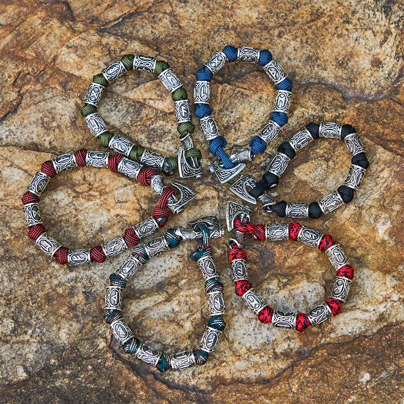 Viking Axe Rune Intertwine Braided Bracelet