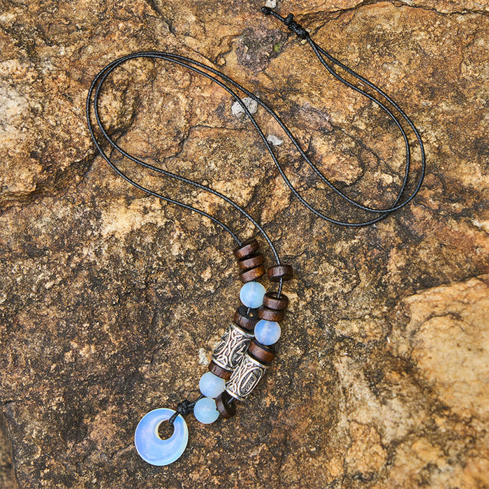 Viking Iridescent Talisman Beaded Necklace