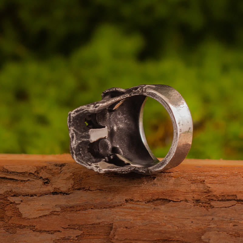 Forged Dual-Face Wasteland Skull Ring