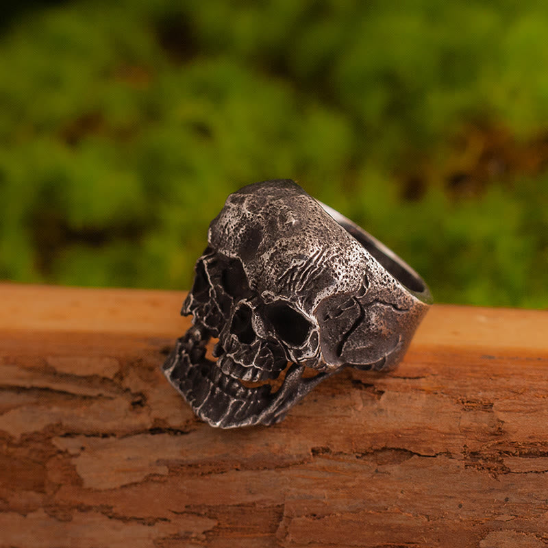Forged Dual-Face Wasteland Skull Ring