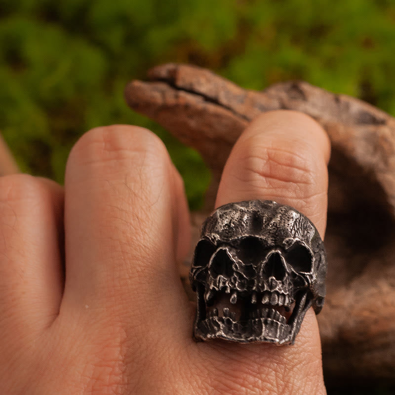 Forged Dual-Face Wasteland Skull Ring