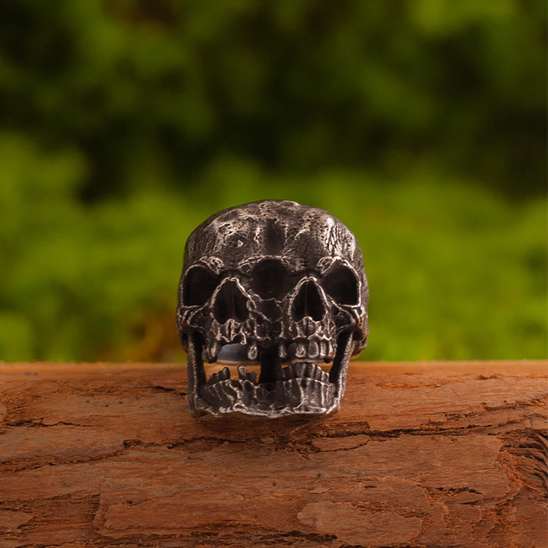 Forged Dual-Face Wasteland Skull Ring
