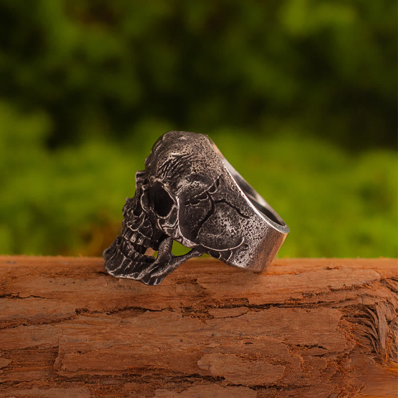 Forged Dual-Face Wasteland Skull Ring