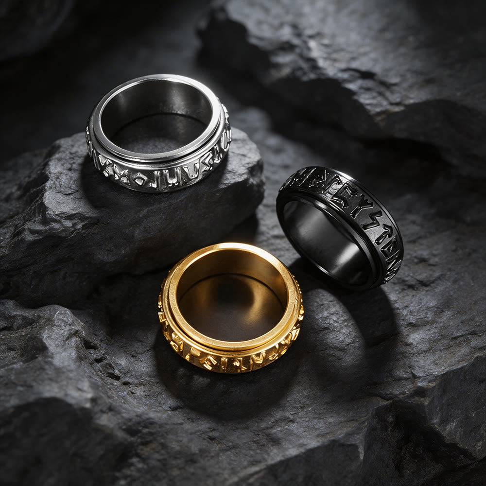 Classic Norse Rune Spinnner Ring