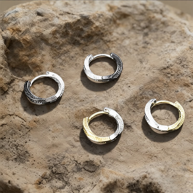 Viking Two Tone Engraved Hoop Earrings