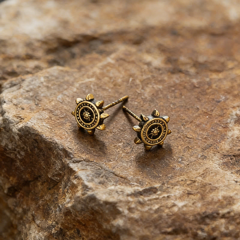 Viking Rudder Textured Rustic Earrings