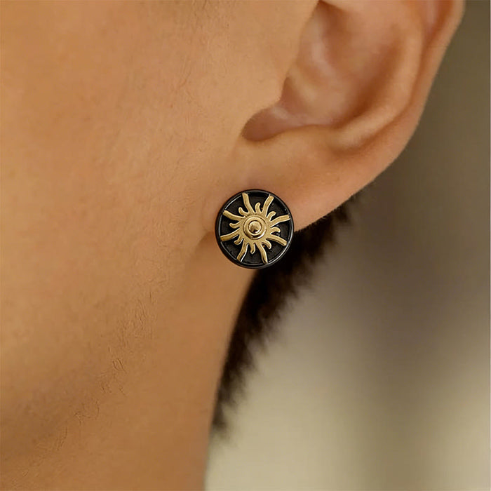 Sun Moon Star Carved Vintage Earrings