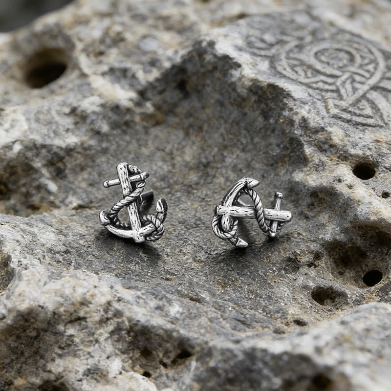 Viking Anchor Rope Wrapped Rustic Earrings