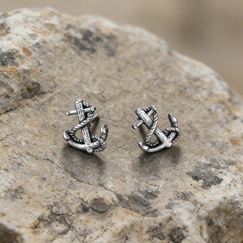 Viking Anchor Rope Wrapped Rustic Earrings