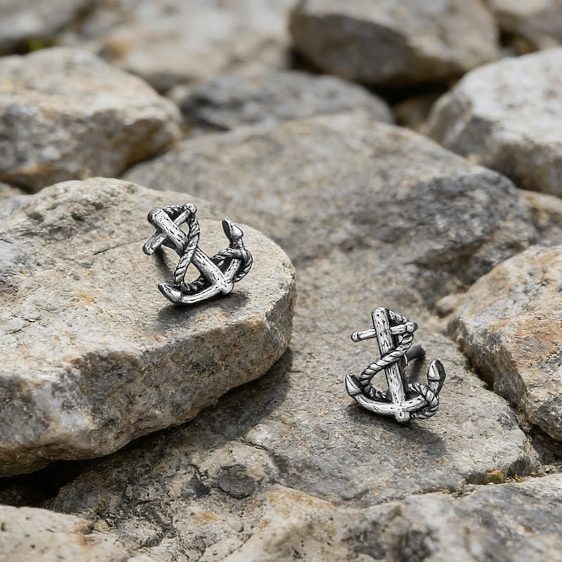 Viking Anchor Rope Wrapped Rustic Earrings