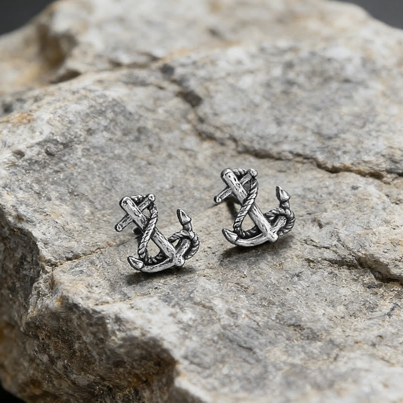Viking Anchor Rope Wrapped Rustic Earrings