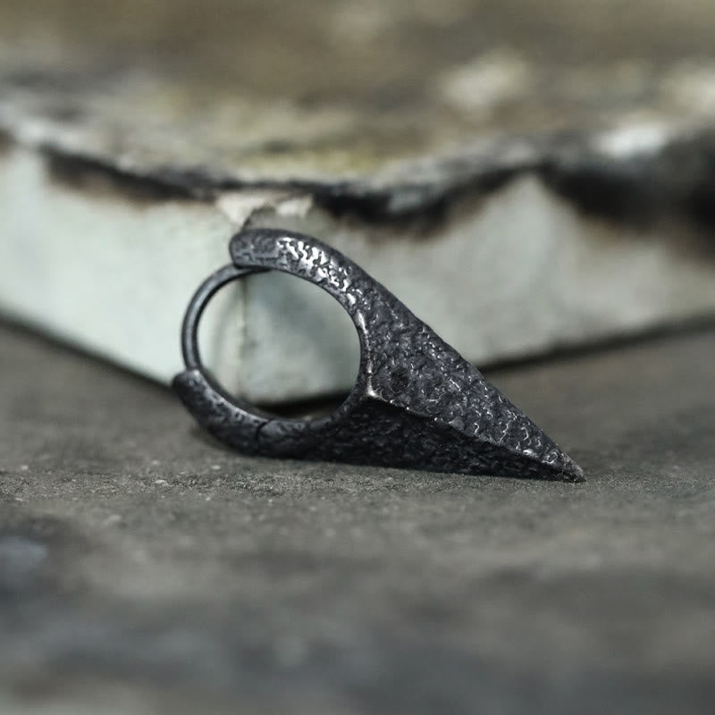 Handcrafted 925 Silver Spearhead Textured Earrings