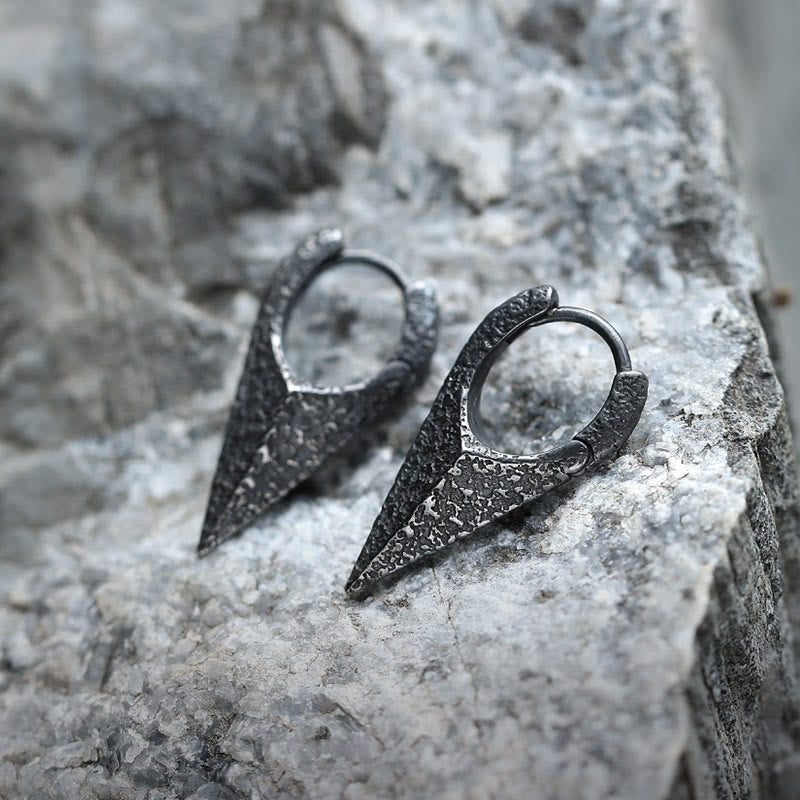 Handcrafted 925 Silver Spearhead Textured Earrings