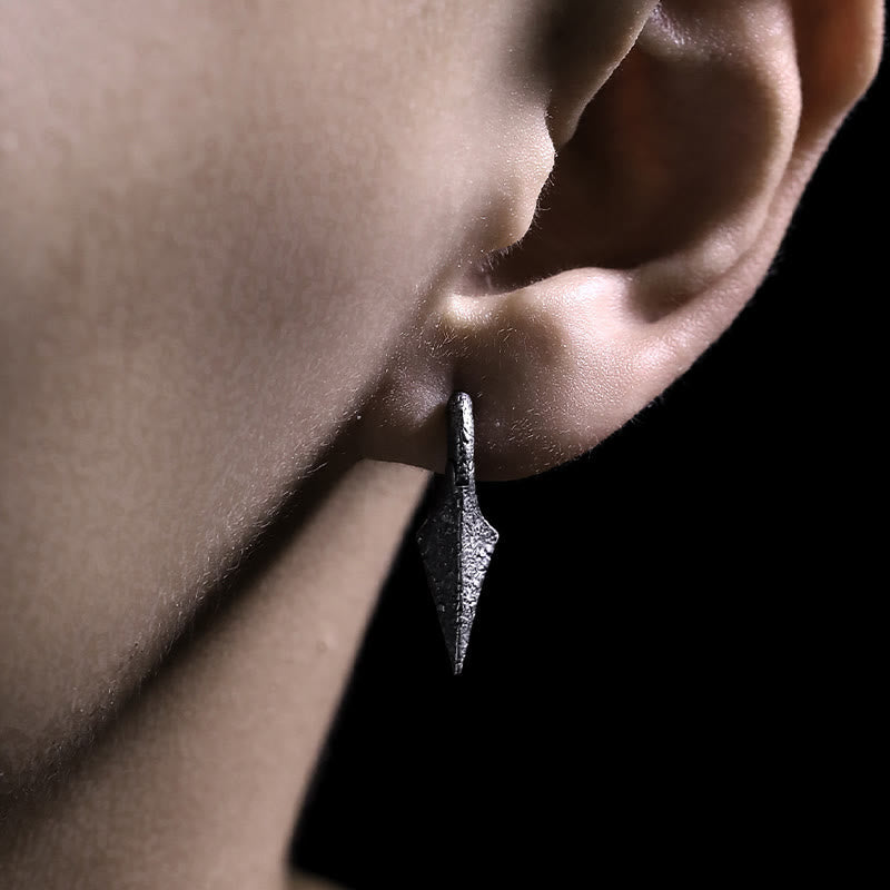 Handcrafted 925 Silver Spearhead Textured Earrings
