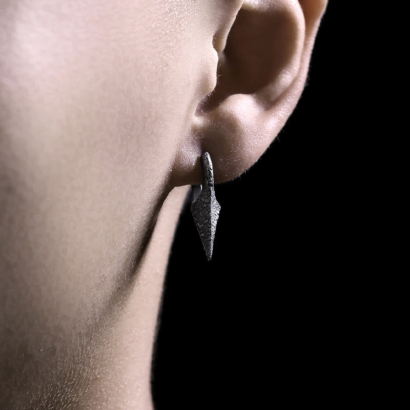Handcrafted 925 Silver Spearhead Textured Earrings