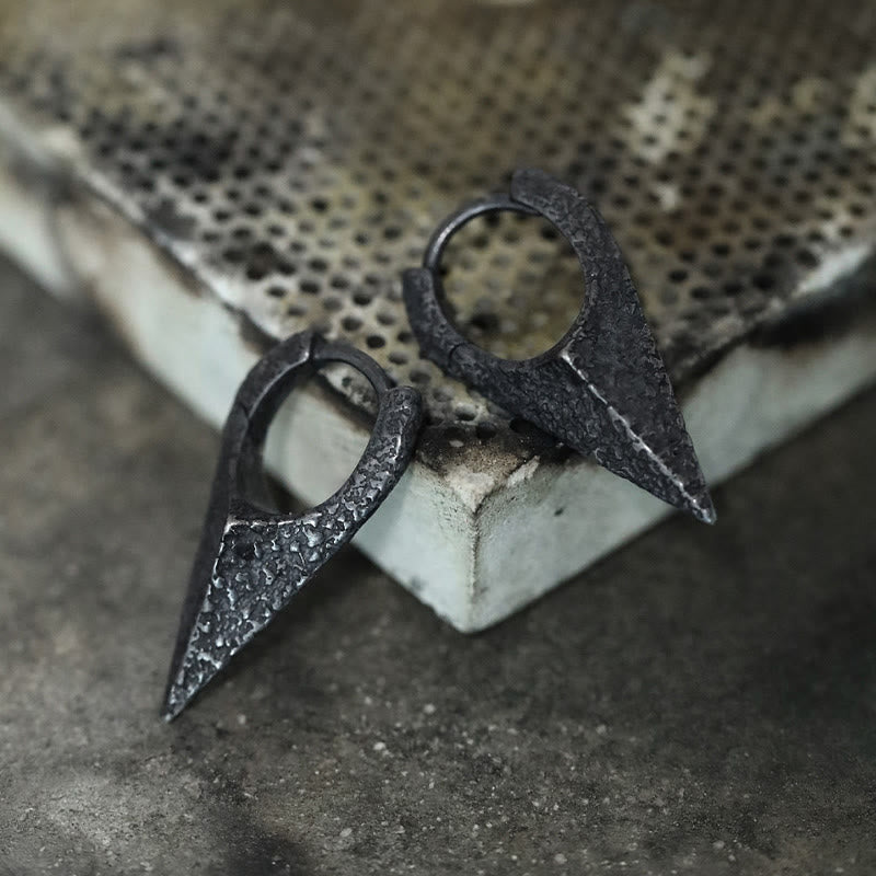 Handcrafted 925 Silver Spearhead Textured Earrings