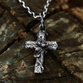 Handcrafted 999 Silver Thorn Cross Rose Necklace