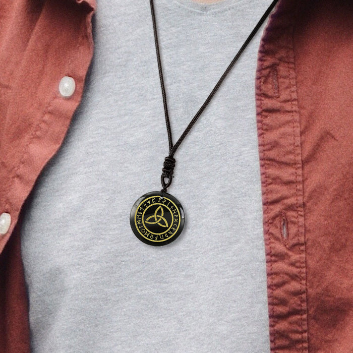 Triquetra Rune Circle Crystal Necklace