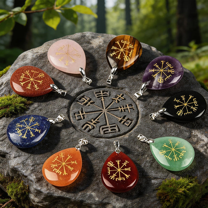 Viking Vegvisir Journey Warding Crystal Necklace