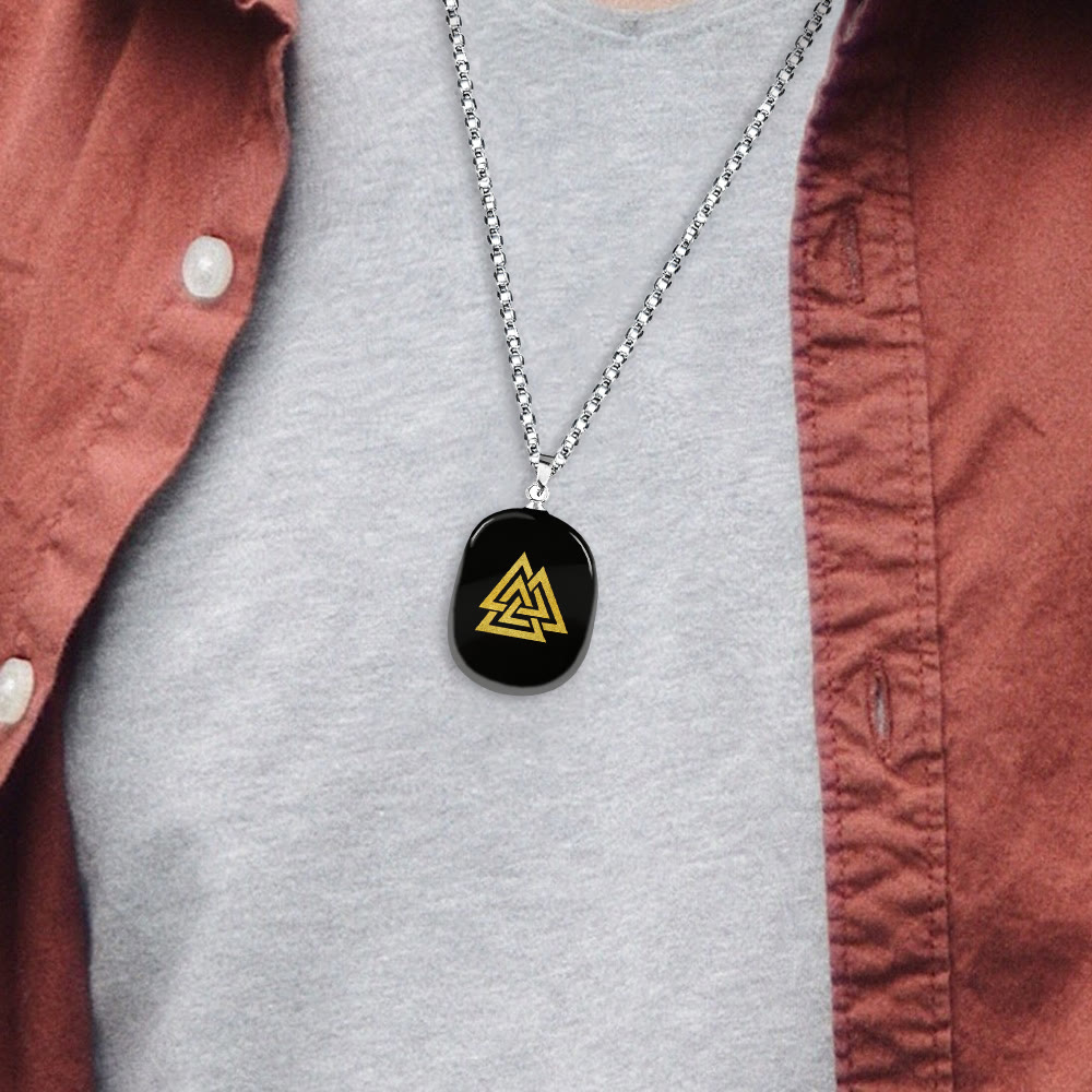 Valknut Strength Sigil Crystal Necklace