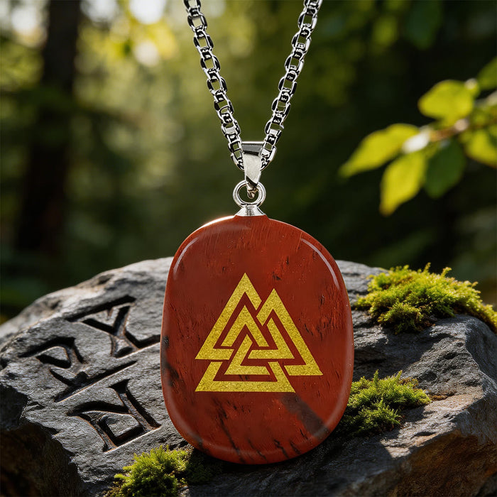 Valknut Strength Sigil Crystal Necklace