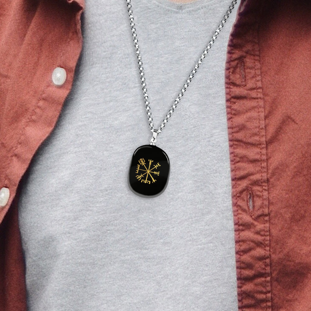 Vegvisir Runic Compass Guidance Crystal Necklace
