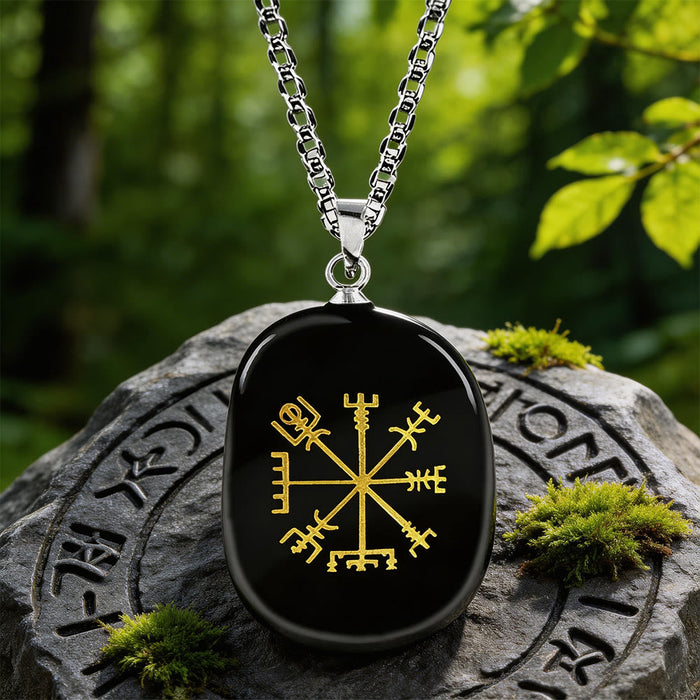 Vegvisir Runic Compass Guidance Crystal Necklace