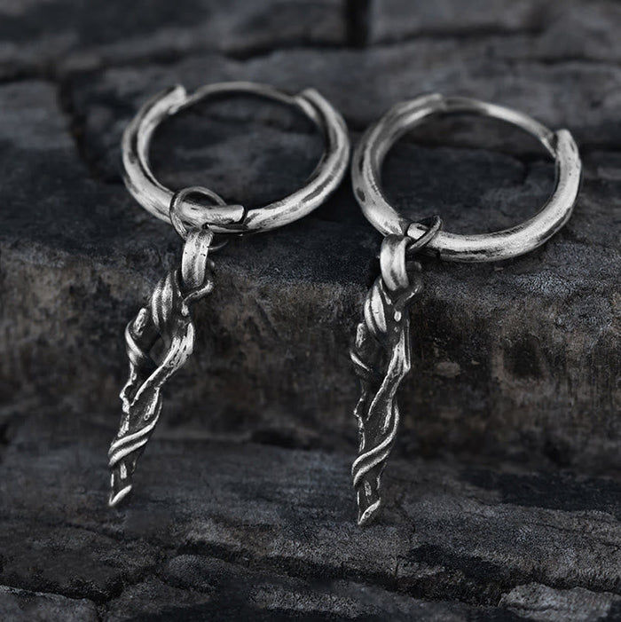 Handcrafted 999 Silver Ancient Wood Spiral Textured Earrings