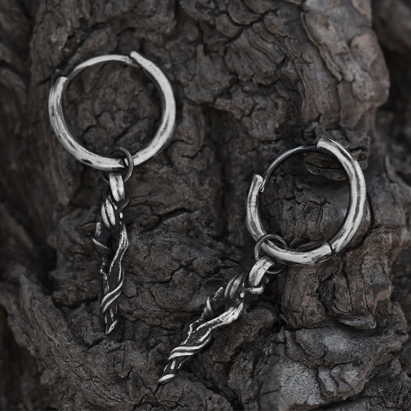 Handcrafted 999 Silver Ancient Wood Spiral Textured Earrings