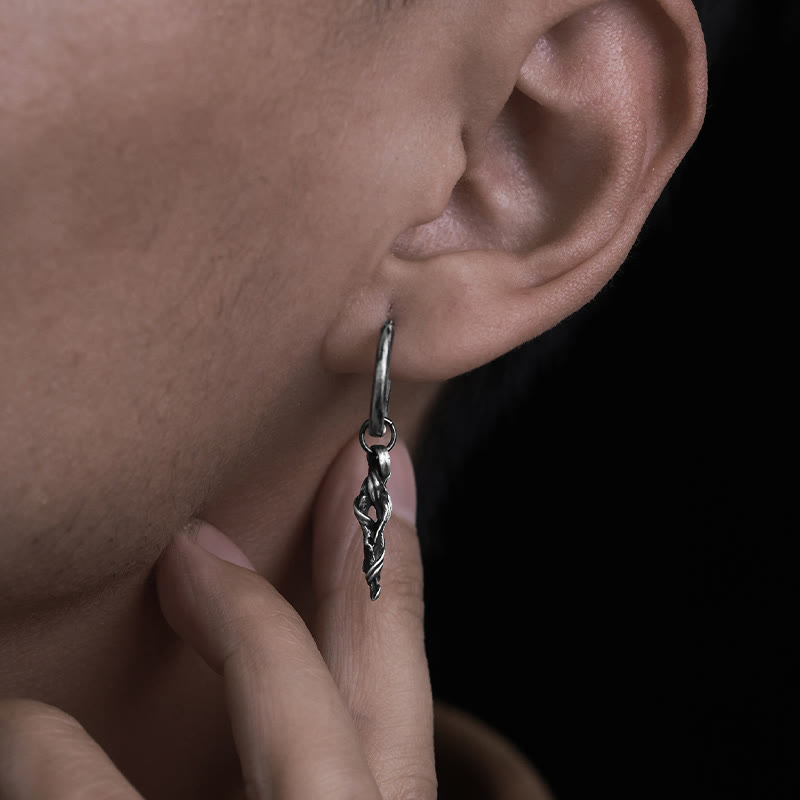 Handcrafted 999 Silver Ancient Wood Spiral Textured Earrings