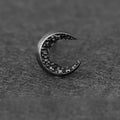 Handcrafted 999 Silver Fragmented Stone Crescent Earrings