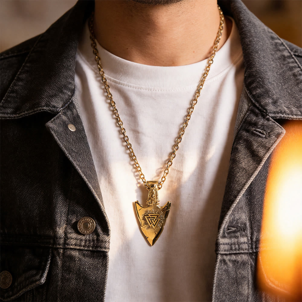 Vegvisir Valknut Retro Arrowhead Necklace