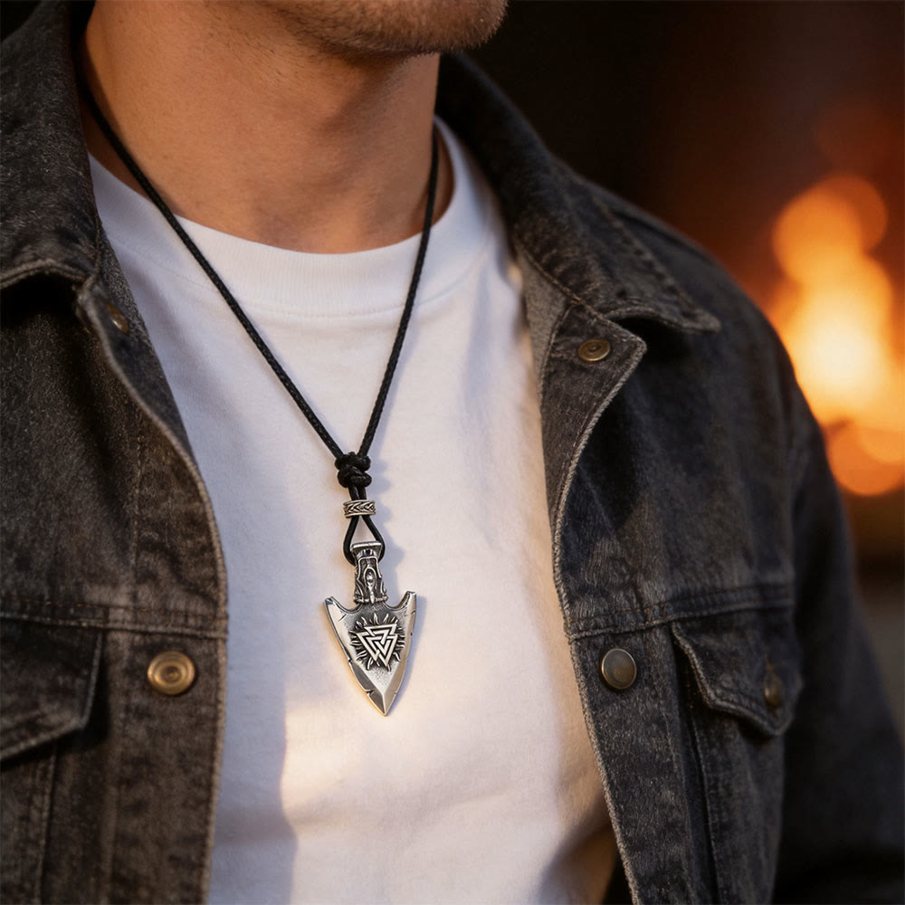 Vegvisir Valknut Retro Arrowhead Necklace