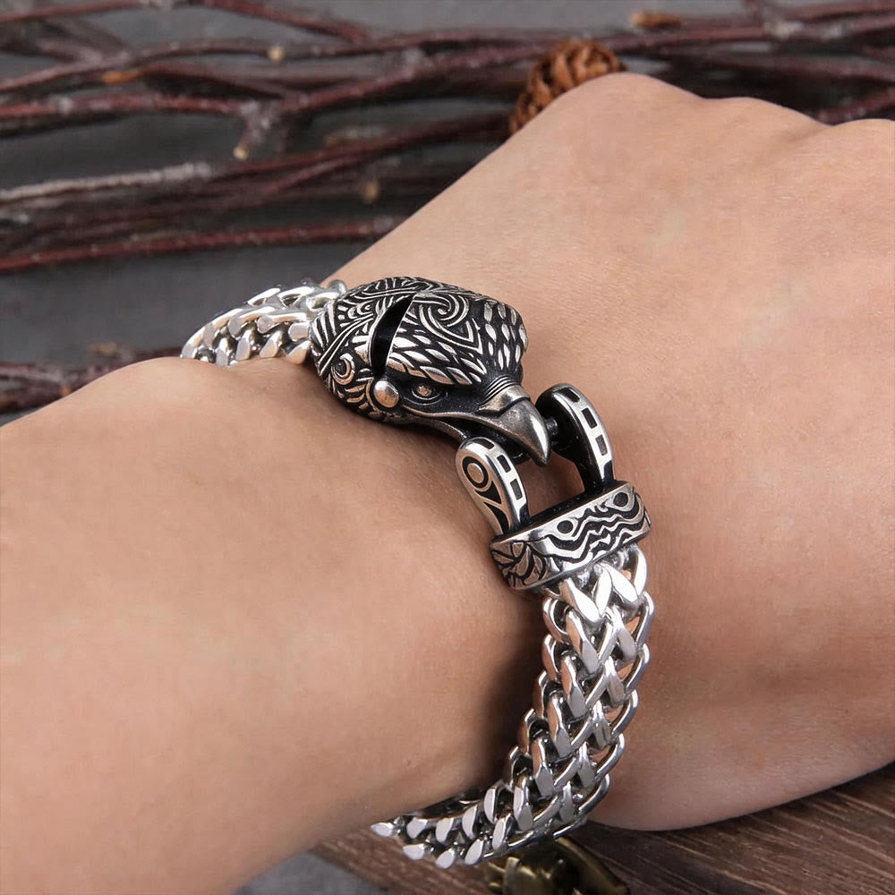 Punk Wolf With Raven Pattern Stainless Steel Bracelet