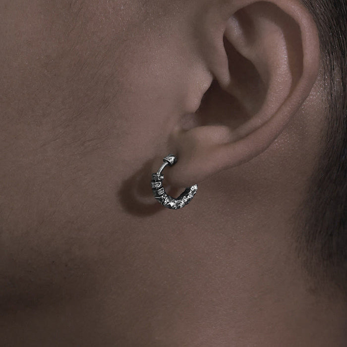 Handcrafted 999 Silver Hammered Rugged Ring Earrings
