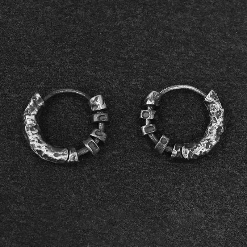 Handcrafted 999 Silver Hammered Rugged Ring Earrings
