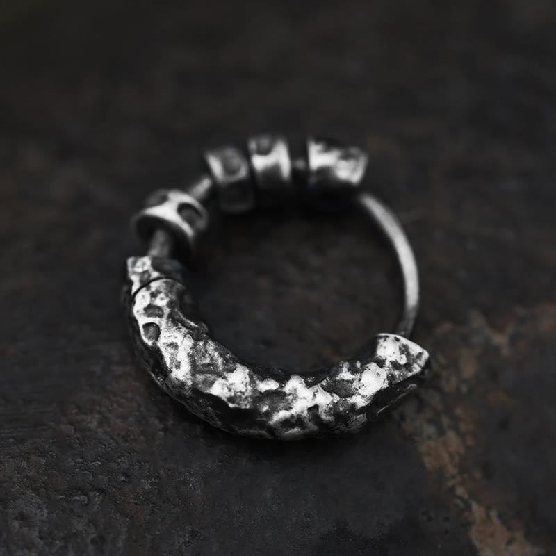 Handcrafted 999 Silver Hammered Rugged Ring Earrings