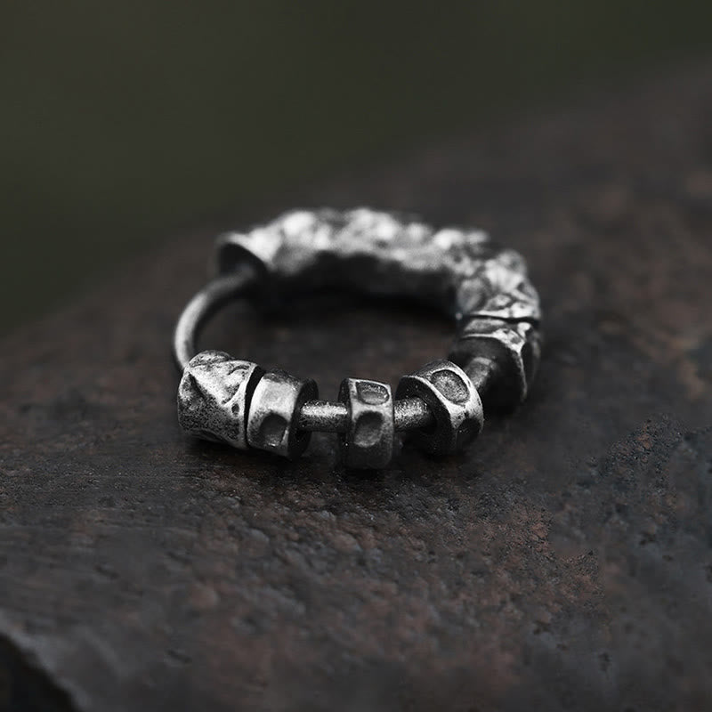Handcrafted 999 Silver Hammered Rugged Ring Earrings