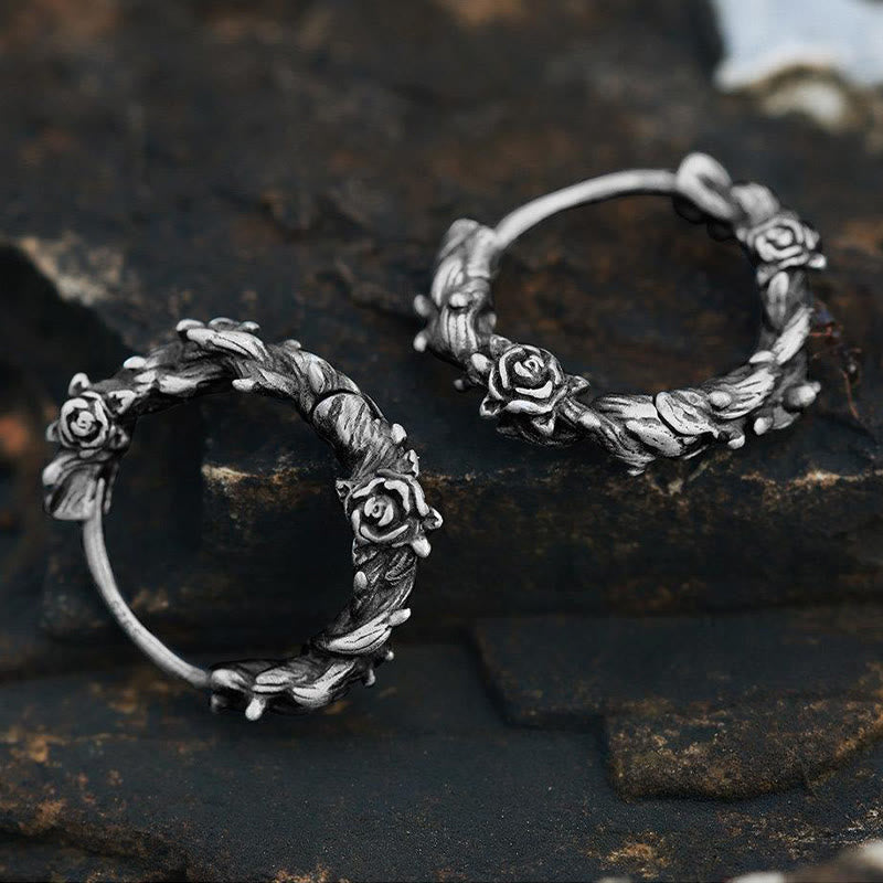 Handcrafted 925 Silver Thorny Bloom Wreath Earrings