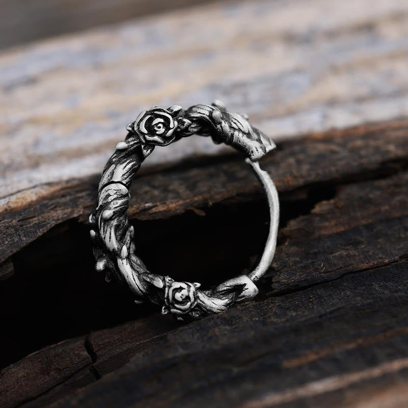Handcrafted 925 Silver Thorny Bloom Wreath Earrings