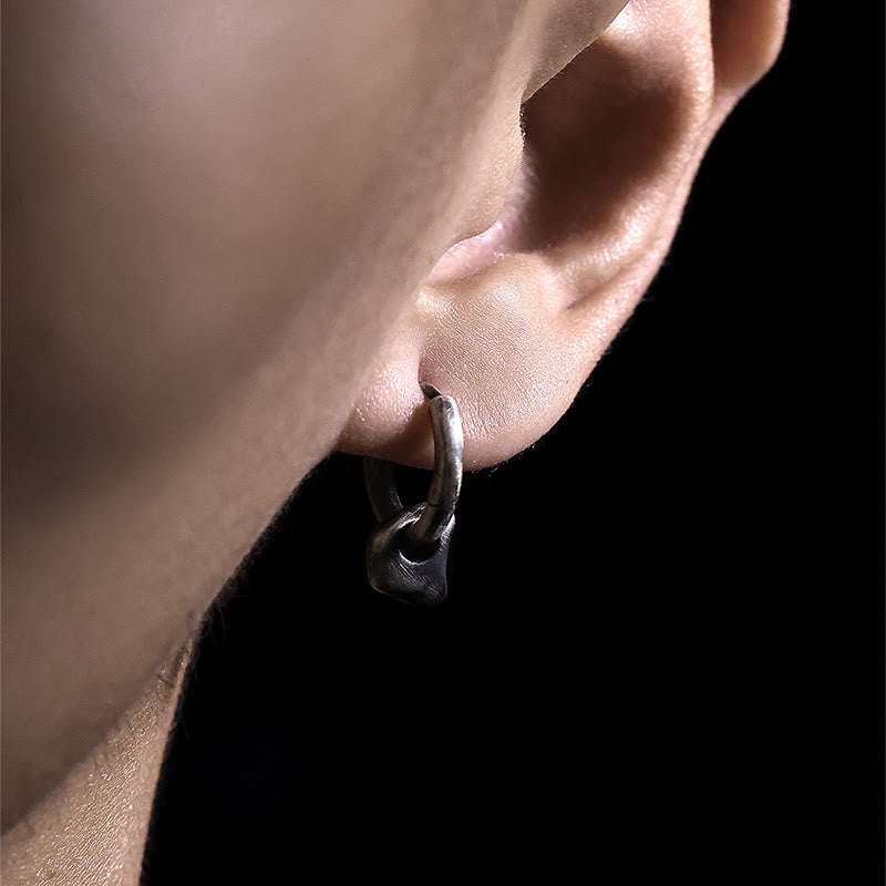 Handcrafted 925 Silver Forged Vintage Ring Hoop Earrings