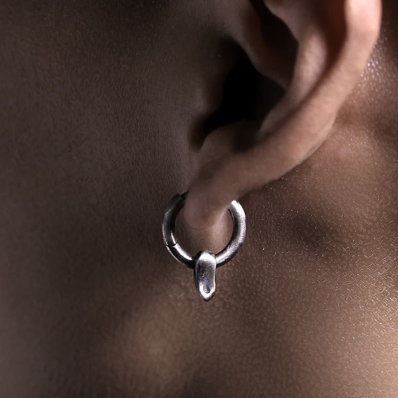 Handcrafted 925 Silver Forged Vintage Ring Hoop Earrings