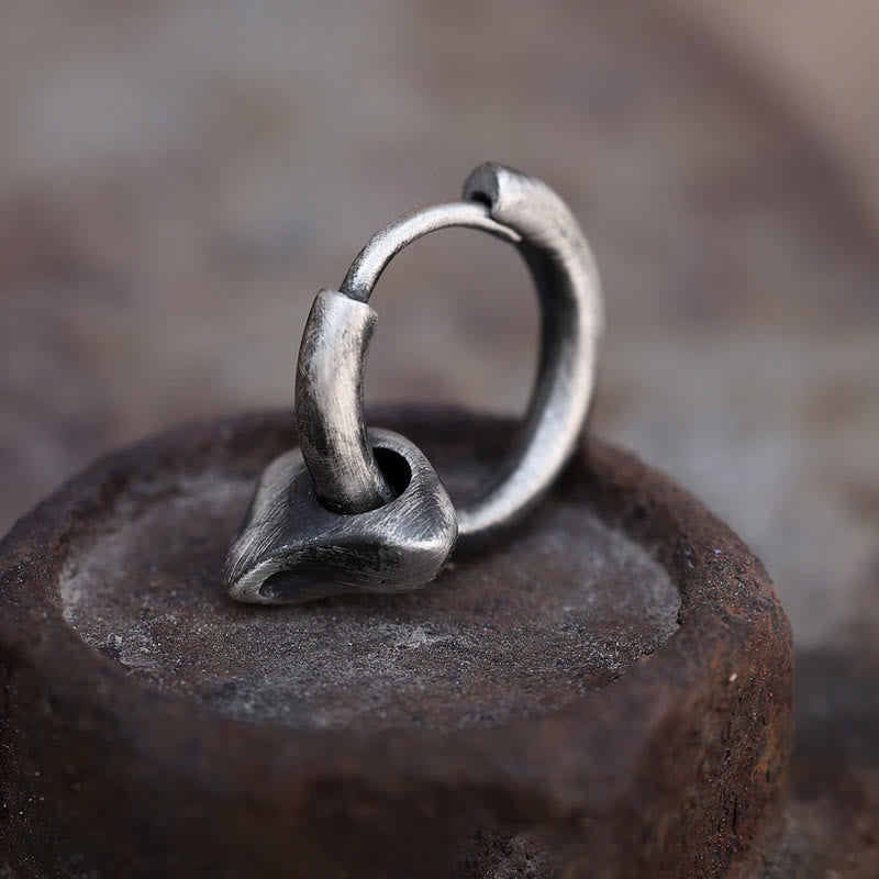 Handcrafted 925 Silver Forged Vintage Ring Hoop Earrings