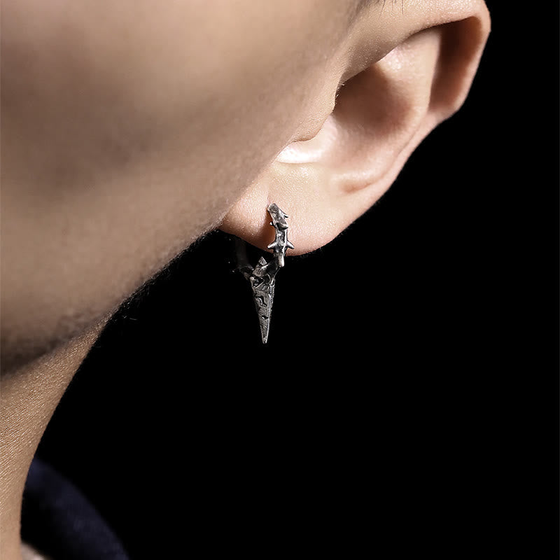 Handcrafted 925 Silver Thorn Spike Hoop Earrings