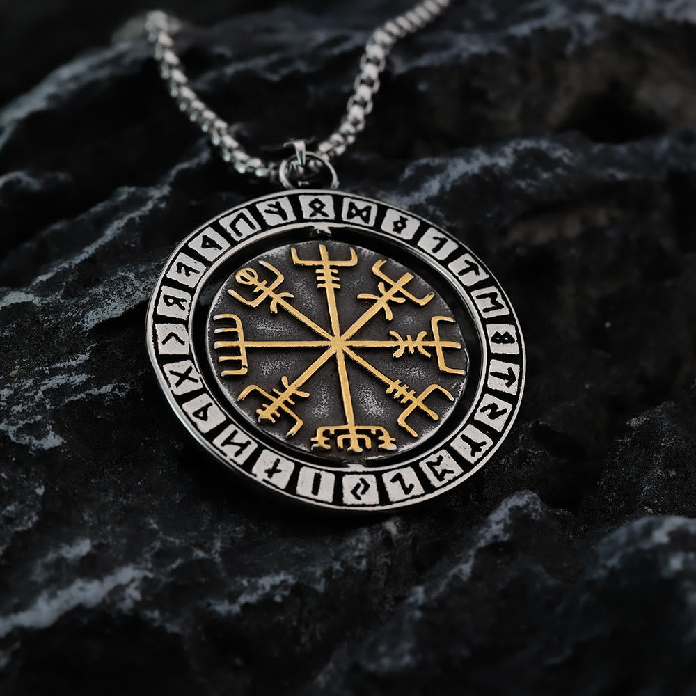 Double Sided Celtic Knot Rune Valknut Spinner Necklace
