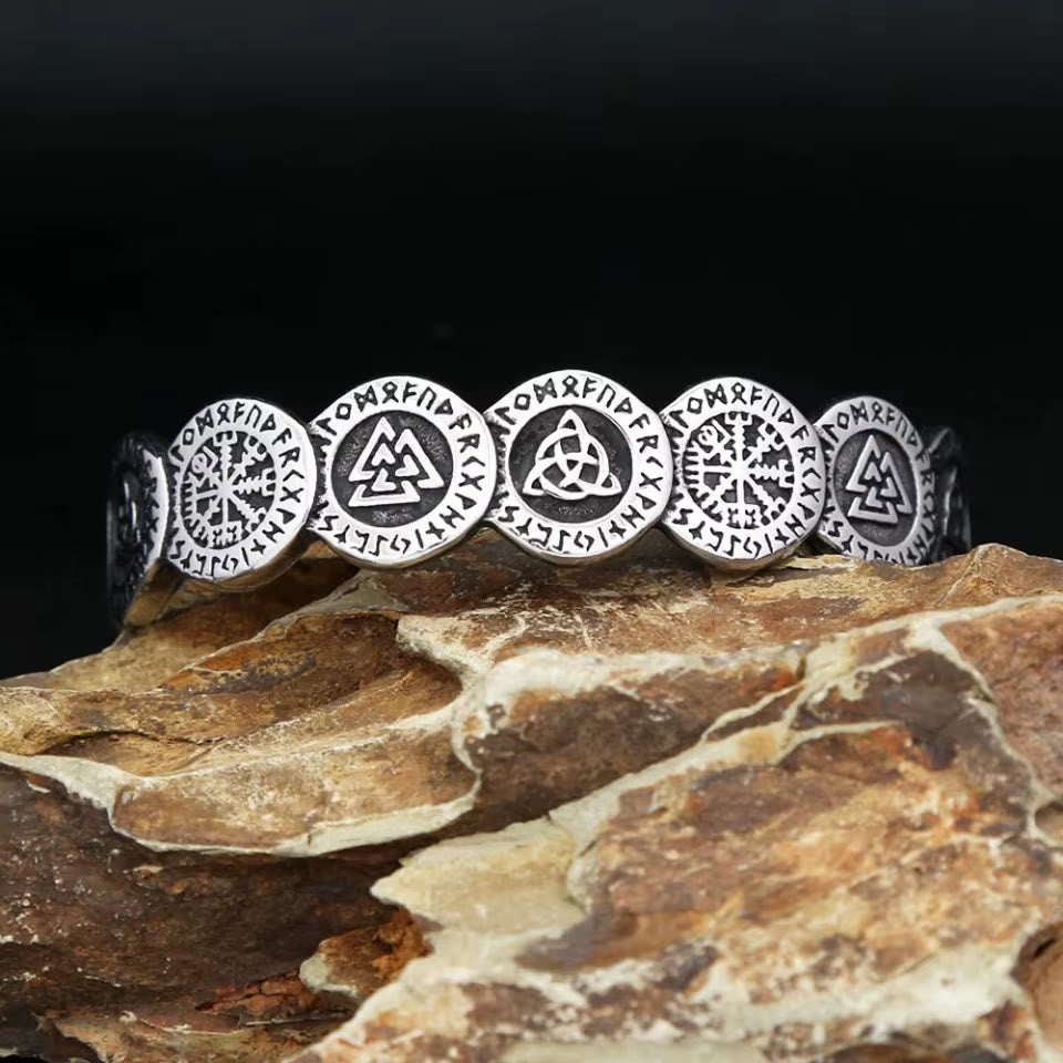 Rune Disc Vegvisir Valknut Bracelet