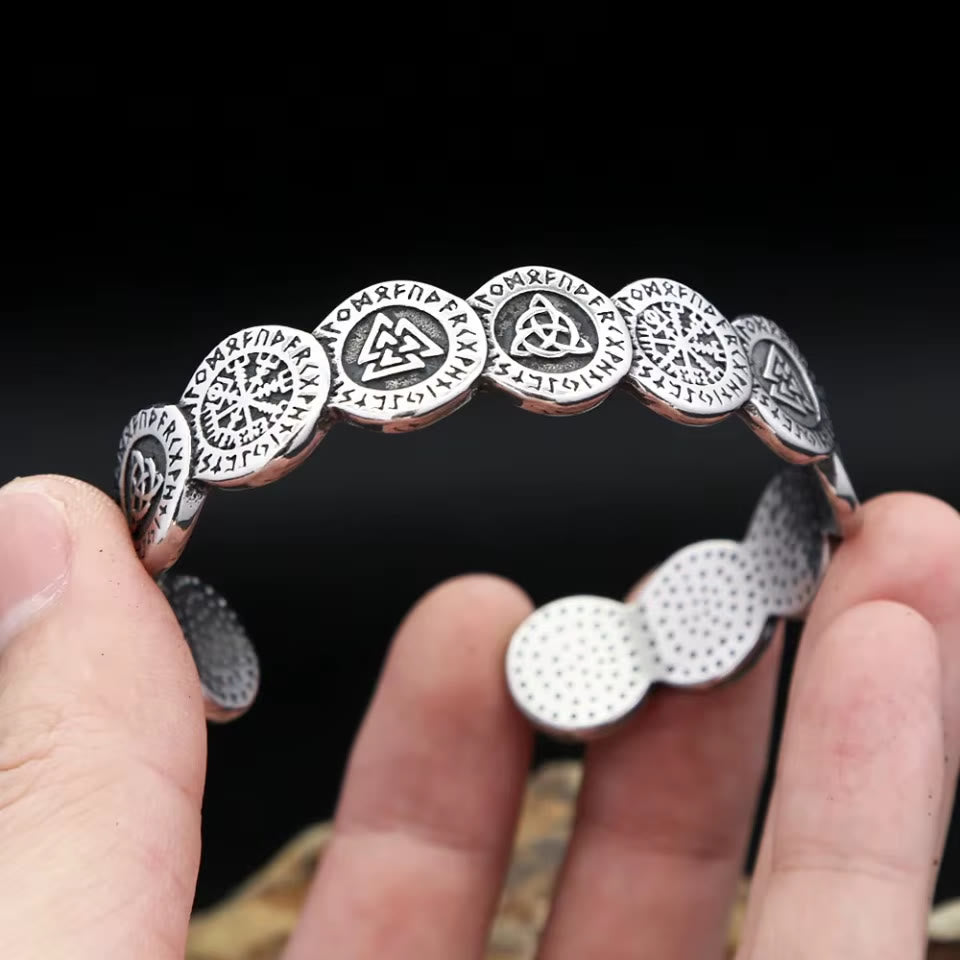 Rune Disc Vegvisir Valknut Bracelet
