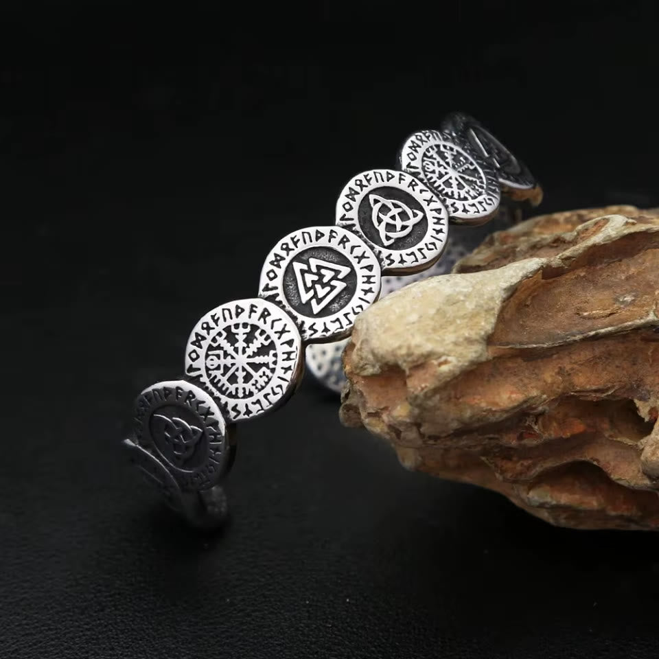 Rune Disc Vegvisir Valknut Bracelet